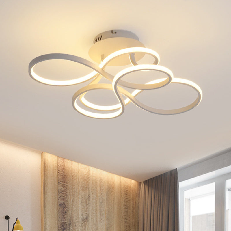 Metallic Twisted Line Flush Mount Simplicity White/Brass/Gold LED Close to Ceiling Lighting, White/3 Color Light Clearhalo 'Ceiling Lights' 'Close To Ceiling Lights' 'Close to ceiling' 'Semi-flushmount' Lighting' 1580723