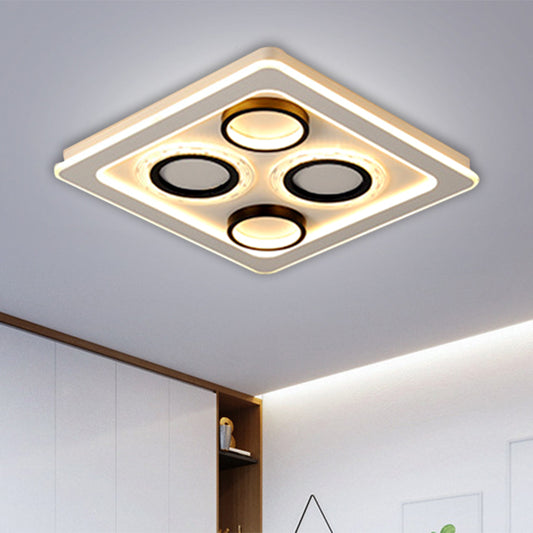 16.5"/20.5" W Nordic Squared Flush Lamp Acrylic Bedroom LED Ceiling Lighting in Black and White, 3 Color Light Black-White 3 Color Clearhalo 'Ceiling Lights' 'Close To Ceiling Lights' 'Close to ceiling' 'Flush mount' Lighting' 1580726