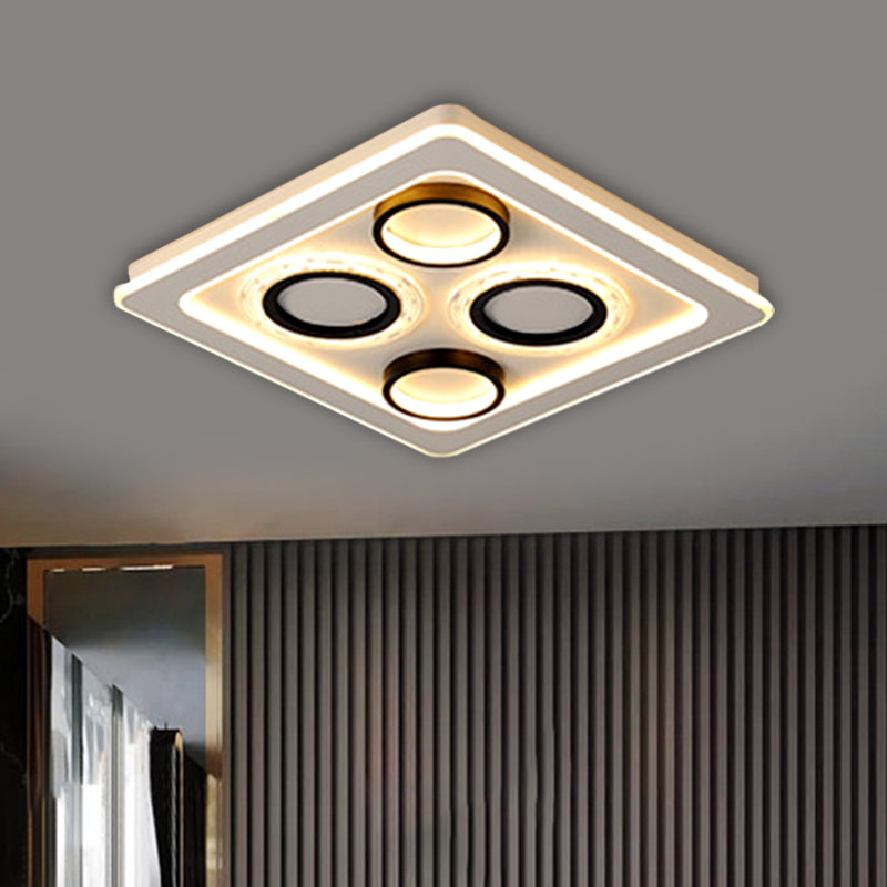 16.5"/20.5" W Nordic Squared Flush Lamp Acrylic Bedroom LED Ceiling Lighting in Black and White, 3 Color Light Clearhalo 'Ceiling Lights' 'Close To Ceiling Lights' 'Close to ceiling' 'Flush mount' Lighting' 1580727