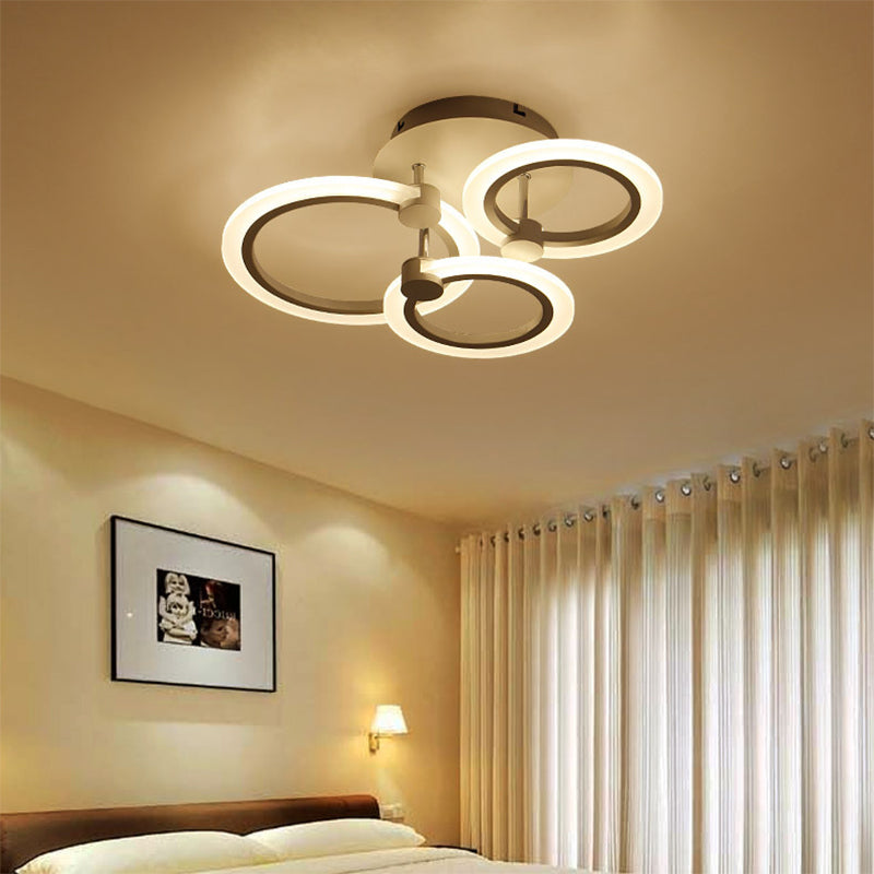 Simple 3/5/7-Light Flush Ceiling Light Fixture with Acrylic Shade White Multi-Tiered LED Flush Mount Ceiling Light in Warm/White/Natural Light 3 White Clearhalo 'Ceiling Lights' 'Close To Ceiling Lights' 'Close to ceiling' 'Semi-flushmount' Lighting' 158074