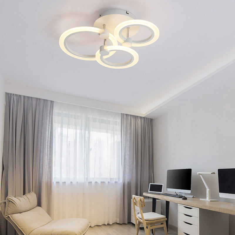 Simple 3/5/7-Light Flush Ceiling Light Fixture with Acrylic Shade White Multi-Tiered LED Flush Mount Ceiling Light in Warm/White/Natural Light 3 White White Clearhalo 'Ceiling Lights' 'Close To Ceiling Lights' 'Close to ceiling' 'Semi-flushmount' Lighting' 158075