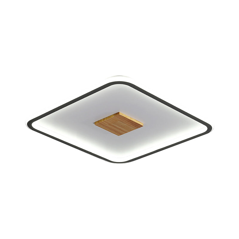 Metallic Ultrathin Square Ceiling Lamp Modernist Black-White LED Flush Mount Fixture in Warm/White/3 Color Light, 16.5"/20.5" Width Clearhalo 'Ceiling Lights' 'Close To Ceiling Lights' 'Close to ceiling' 'Flush mount' Lighting' 1580773