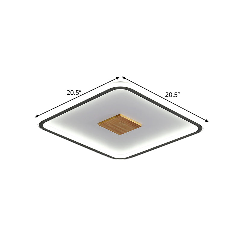 Metallic Ultrathin Square Ceiling Lamp Modernist Black-White LED Flush Mount Fixture in Warm/White/3 Color Light, 16.5"/20.5" Width Clearhalo 'Ceiling Lights' 'Close To Ceiling Lights' 'Close to ceiling' 'Flush mount' Lighting' 1580775