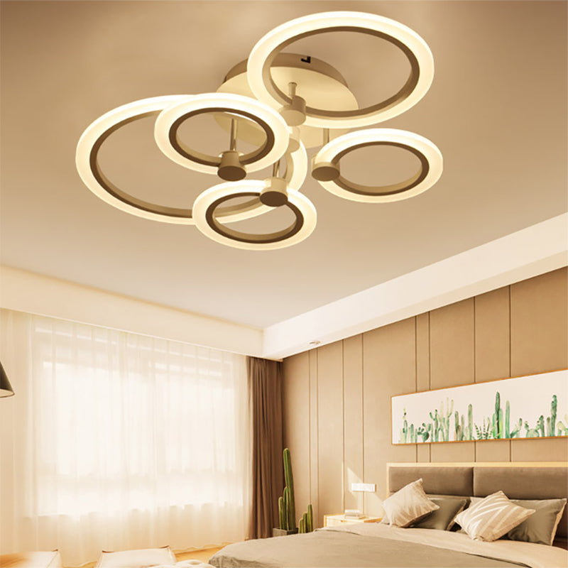 Simple 3/5/7-Light Flush Ceiling Light Fixture with Acrylic Shade White Multi-Tiered LED Flush Mount Ceiling Light in Warm/White/Natural Light Clearhalo 'Ceiling Lights' 'Close To Ceiling Lights' 'Close to ceiling' 'Semi-flushmount' Lighting' 158079