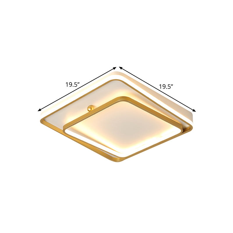 White Square Frame Ceiling Flush Contemporary 19.5" Wide LED Metal Flush Mount Lamp in Warm/White Light Clearhalo 'Ceiling Lights' 'Close To Ceiling Lights' 'Close to ceiling' 'Flush mount' Lighting' 1580820