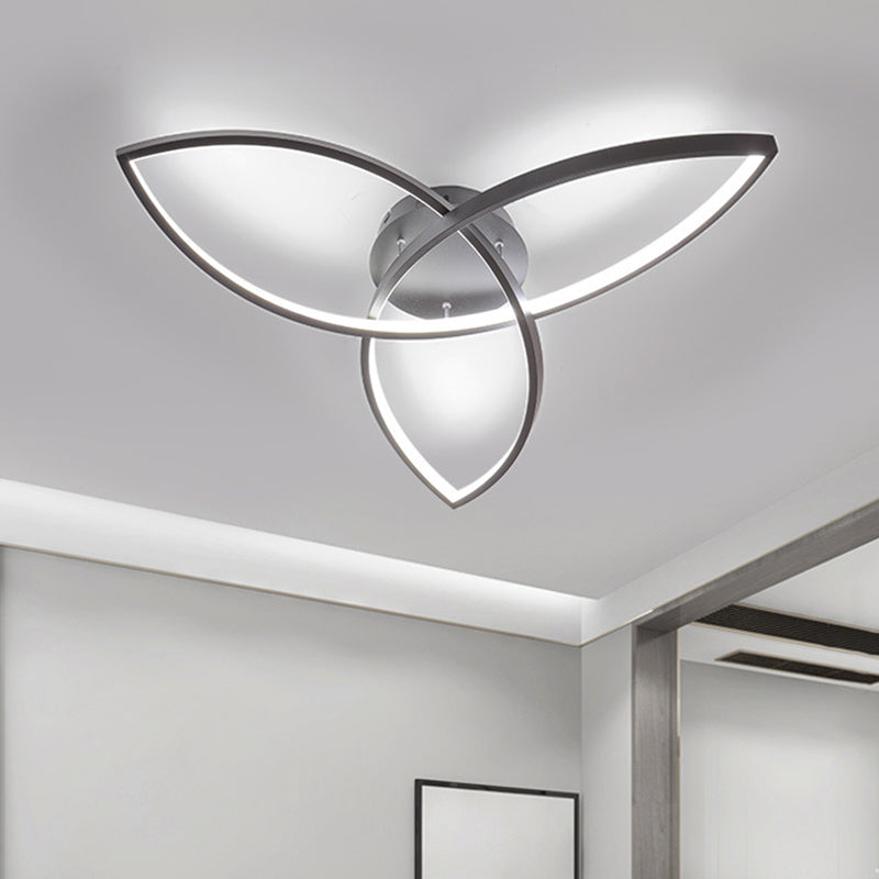 23"/29" W Metallic Petal Flush Lamp Contemporary Black/White LED Close to Ceiling Lighting, Warm/White Light Clearhalo 'Ceiling Lights' 'Close To Ceiling Lights' 'Close to ceiling' 'Semi-flushmount' Lighting' 1580827