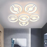 White Flower Design Semi Mount Lighting Minimalism LED Acrylic Flush Ceiling Lamp in Warm/White/Natural Light White Clearhalo 'Ceiling Lights' 'Close To Ceiling Lights' 'Close to ceiling' 'Semi-flushmount' Lighting' 1580830