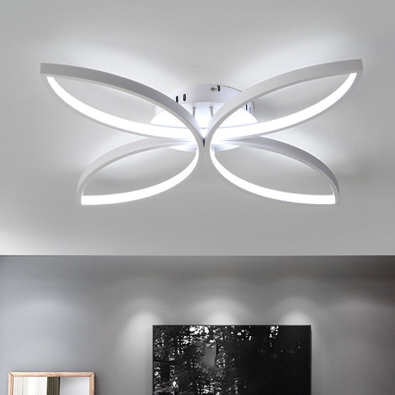 Butterfly Semi Flush Nordic Style Metallic Black/White LED Ceiling Mounted Fixture in Warm/White Light, 23"/29" Wide White Clearhalo 'Ceiling Lights' 'Close To Ceiling Lights' 'Close to ceiling' 'Semi-flushmount' Lighting' 1580834