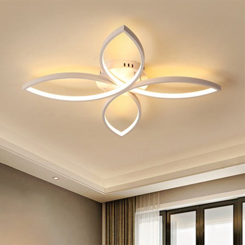 Butterfly Semi Flush Nordic Style Metallic Black/White LED Ceiling Mounted Fixture in Warm/White Light, 23"/29" Wide Clearhalo 'Ceiling Lights' 'Close To Ceiling Lights' 'Close to ceiling' 'Semi-flushmount' Lighting' 1580835