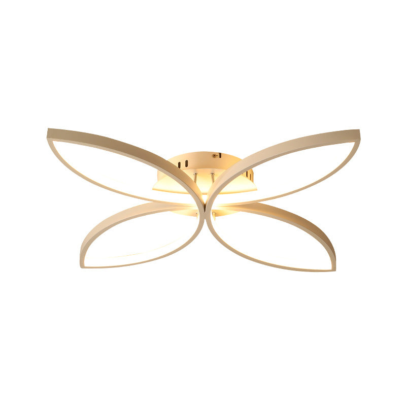 Butterfly Semi Flush Nordic Style Metallic Black/White LED Ceiling Mounted Fixture in Warm/White Light, 23"/29" Wide Clearhalo 'Ceiling Lights' 'Close To Ceiling Lights' 'Close to ceiling' 'Semi-flushmount' Lighting' 1580836