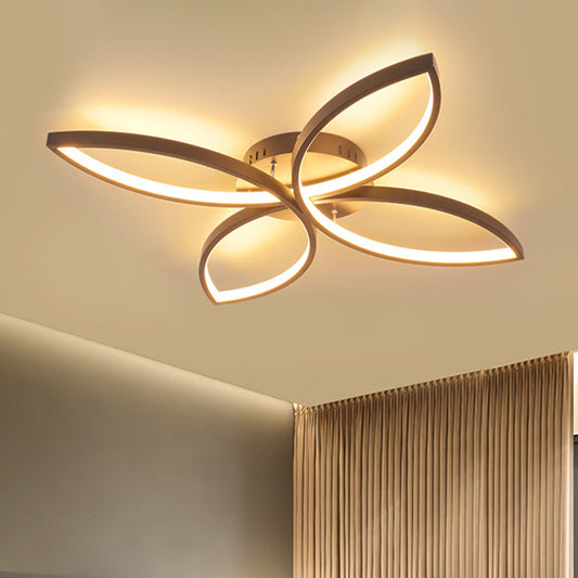 Butterfly Semi Flush Nordic Style Metallic Black/White LED Ceiling Mounted Fixture in Warm/White Light, 23"/29" Wide Clearhalo 'Ceiling Lights' 'Close To Ceiling Lights' 'Close to ceiling' 'Semi-flushmount' Lighting' 1580840