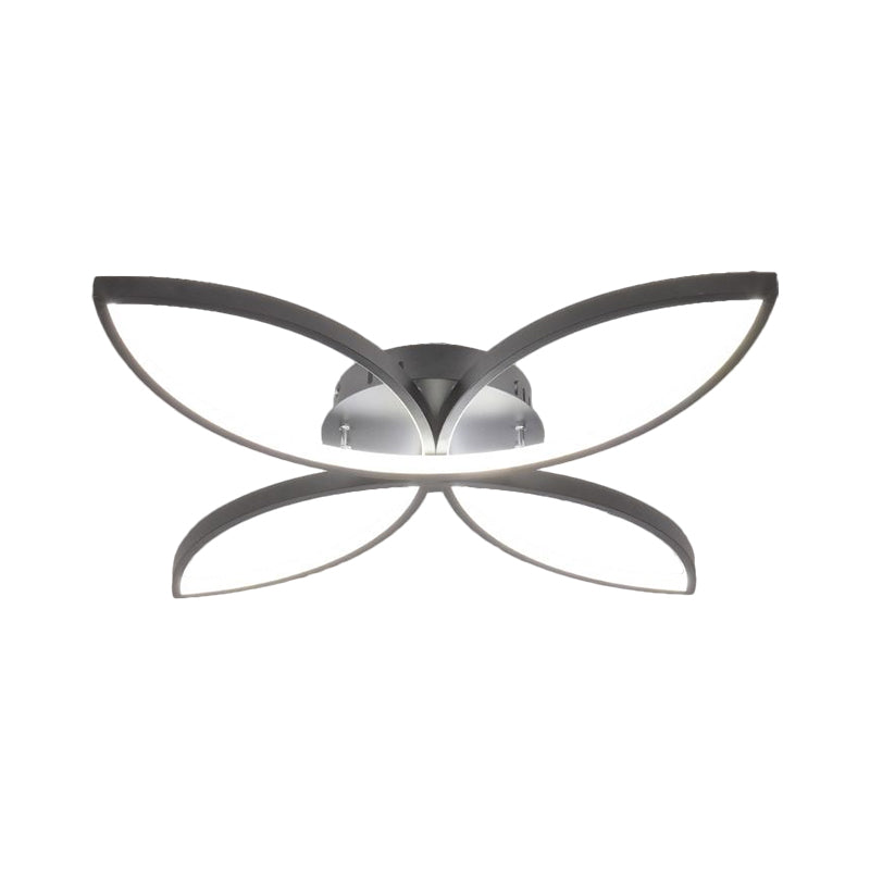 Butterfly Semi Flush Nordic Style Metallic Black/White LED Ceiling Mounted Fixture in Warm/White Light, 23"/29" Wide Clearhalo 'Ceiling Lights' 'Close To Ceiling Lights' 'Close to ceiling' 'Semi-flushmount' Lighting' 1580842