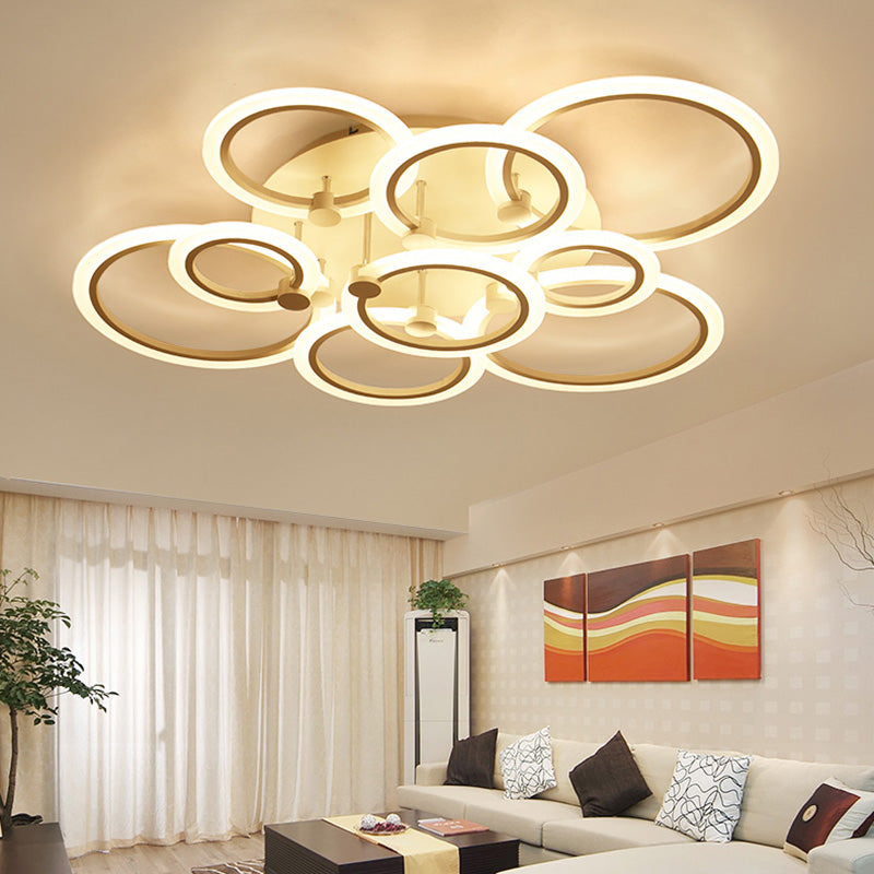 Simple 3/5/7-Light Flush Ceiling Light Fixture with Acrylic Shade White Multi-Tiered LED Flush Mount Ceiling Light in Warm/White/Natural Light Clearhalo 'Ceiling Lights' 'Close To Ceiling Lights' 'Close to ceiling' 'Semi-flushmount' Lighting' 158087