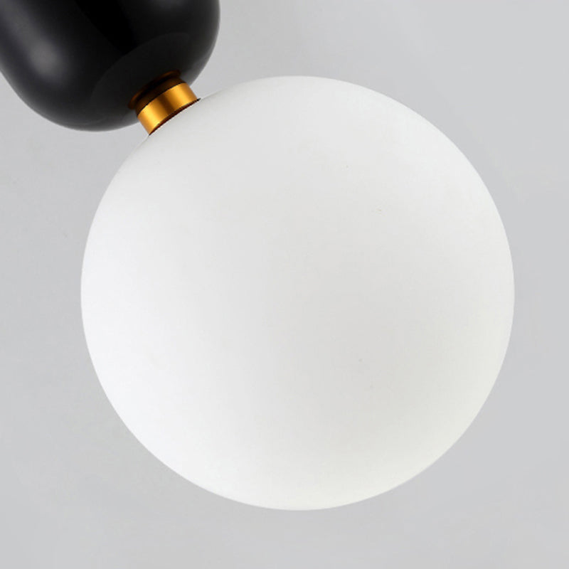 Black/Gold/White Ball Pendant Lighting Modernist 1 Light 6"/8"/12" Wide Milky Glass Led Ceiling Light Fixture Clearhalo 'Ceiling Lights' 'Glass shade' 'Glass' 'Modern Pendants' 'Modern' 'Pendant Lights' 'Pendants' Lighting' 158136