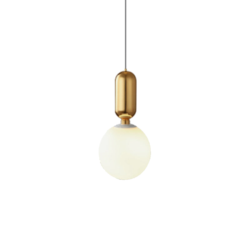 Black/Gold/White Ball Pendant Lighting Modernist 1 Light 6"/8"/12" Wide Milky Glass Led Ceiling Light Fixture Clearhalo 'Ceiling Lights' 'Glass shade' 'Glass' 'Modern Pendants' 'Modern' 'Pendant Lights' 'Pendants' Lighting' 158143