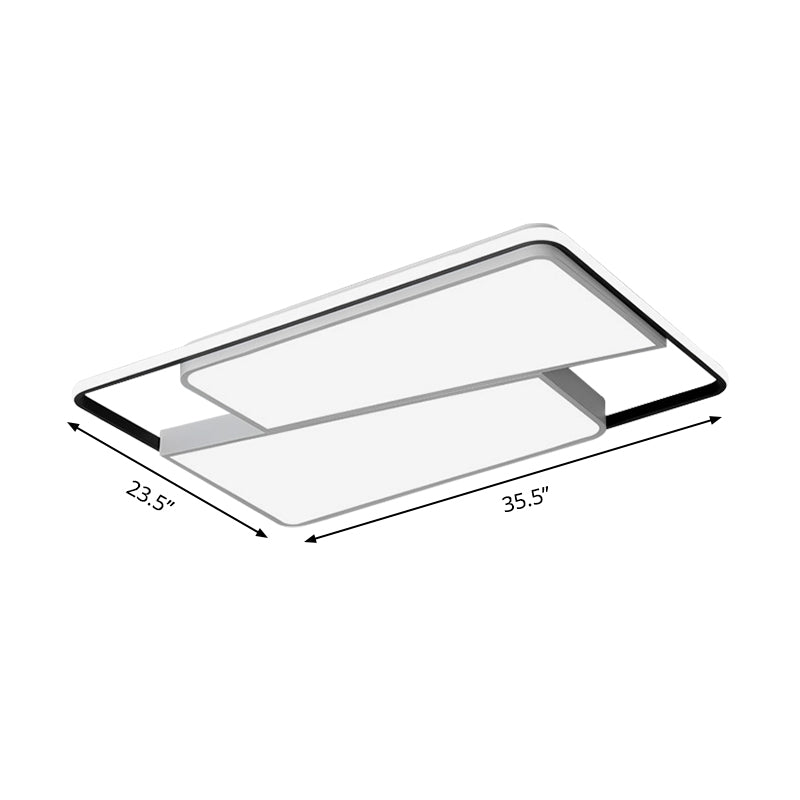 16"/19.5"/35.5" W Rectangular/Square Flush Mount Ceiling Light with Acrylic Shade Modern LED White Ceiling Light Fixture for Bedroom Clearhalo 'Ceiling Lights' 'Close To Ceiling Lights' 'Close to ceiling' 'Flush mount' Lighting' 158173