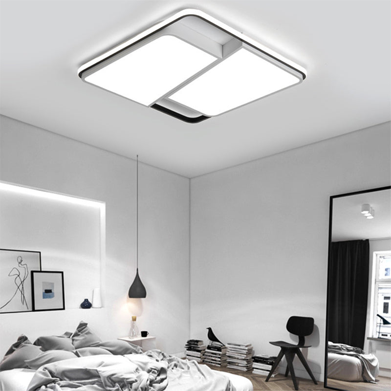 16"/19.5"/35.5" W Rectangular/Square Flush Mount Ceiling Light with Acrylic Shade Modern LED White Ceiling Light Fixture for Bedroom White Clearhalo 'Ceiling Lights' 'Close To Ceiling Lights' 'Close to ceiling' 'Flush mount' Lighting' 158174