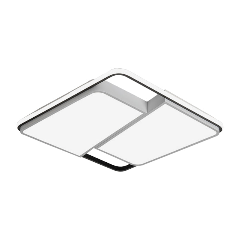 16"/19.5"/35.5" W Rectangular/Square Flush Mount Ceiling Light with Acrylic Shade Modern LED White Ceiling Light Fixture for Bedroom Clearhalo 'Ceiling Lights' 'Close To Ceiling Lights' 'Close to ceiling' 'Flush mount' Lighting' 158176