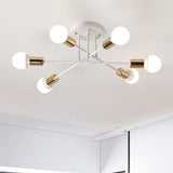 Crossed Lines Semi Flush Mount Light Nordic Metal 6 Lights Black/White Ceiling Light Fixture for Bedroom White Clearhalo 'Ceiling Lights' 'Close To Ceiling Lights' 'Close to ceiling' 'Semi-flushmount' Lighting' 158188