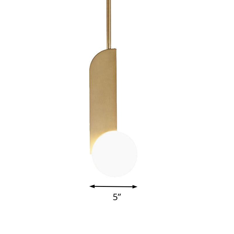 White Glass Global Hanging Lighting Contemporary 1 Head Gold Finish Ceiling Pendant Light Clearhalo 'Ceiling Lights' 'Modern Pendants' 'Modern' 'Pendant Lights' 'Pendants' Lighting' 158242