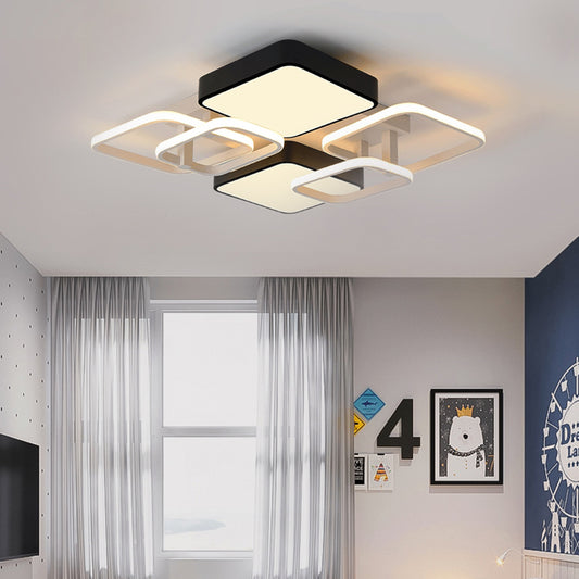 Acrylic Square Shade Ceiling Flush Mount Modernist Style 25.5"/39" Wide LED Close to Ceiling Light in Black Black 25.5" Clearhalo 'Ceiling Lights' 'Close To Ceiling Lights' 'Close to ceiling' 'Semi-flushmount' Lighting' 158279