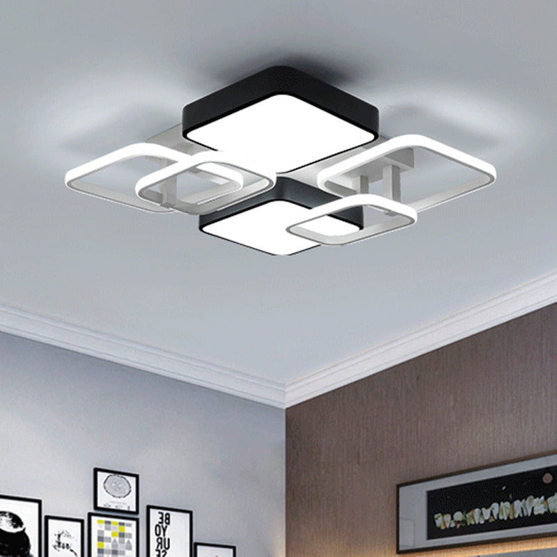 Acrylic Square Shade Ceiling Flush Mount Modernist Style 25.5"/39" Wide LED Close to Ceiling Light in Black Clearhalo 'Ceiling Lights' 'Close To Ceiling Lights' 'Close to ceiling' 'Semi-flushmount' Lighting' 158280