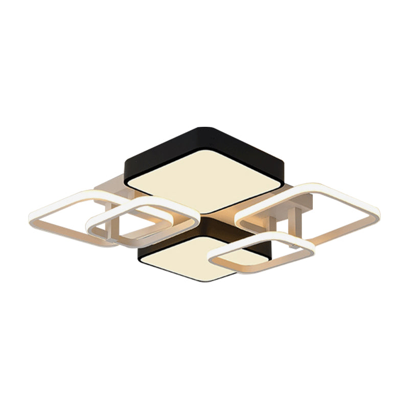 Acrylic Square Shade Ceiling Flush Mount Modernist Style 25.5"/39" Wide LED Close to Ceiling Light in Black Clearhalo 'Ceiling Lights' 'Close To Ceiling Lights' 'Close to ceiling' 'Semi-flushmount' Lighting' 158281