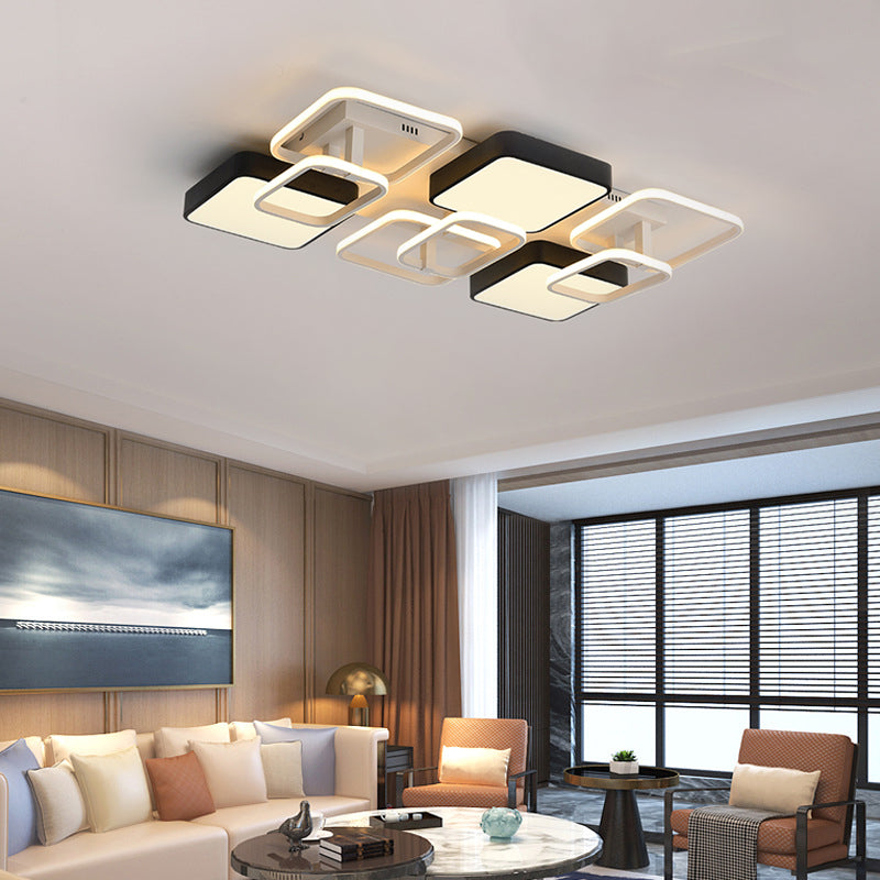 Acrylic Square Shade Ceiling Flush Mount Modernist Style 25.5"/39" Wide LED Close to Ceiling Light in Black Clearhalo 'Ceiling Lights' 'Close To Ceiling Lights' 'Close to ceiling' 'Semi-flushmount' Lighting' 158284