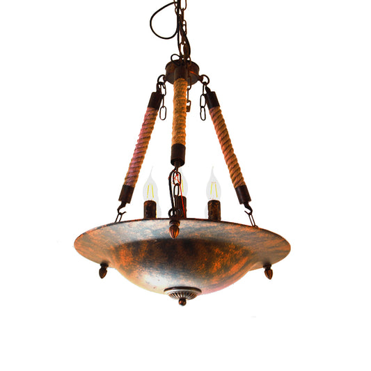 Bowl Shape Ceiling Fixture Industrial Style Metal 5 Lights Hanging Lamp in Rust for Indoor Lighting Clearhalo 'Ceiling Lights' 'Chandeliers' Lighting' options 158289