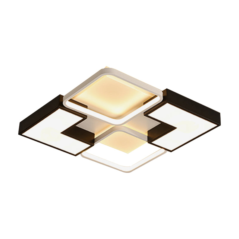 Simple Square/Rectangular Flush Ceiling Light Fixture Metal LED Black Ceiling Flush Mount for Bedroom, 20.5"/27"/31.5" Wide Clearhalo 'Ceiling Lights' 'Close To Ceiling Lights' 'Close to ceiling' 'Flush mount' Lighting' 158301