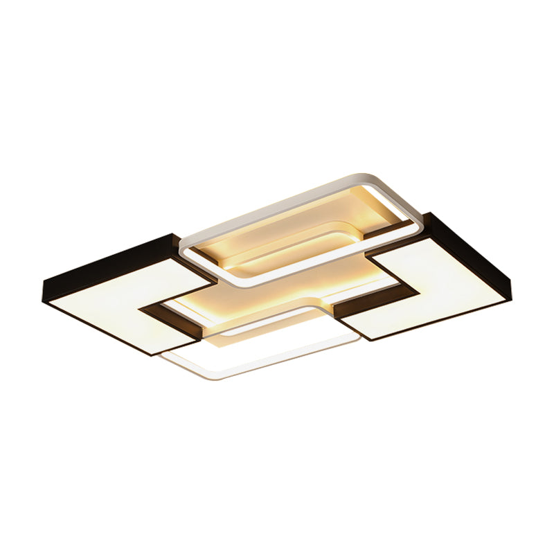 Simple Square/Rectangular Flush Ceiling Light Fixture Metal LED Black Ceiling Flush Mount for Bedroom, 20.5"/27"/31.5" Wide Clearhalo 'Ceiling Lights' 'Close To Ceiling Lights' 'Close to ceiling' 'Flush mount' Lighting' 158306