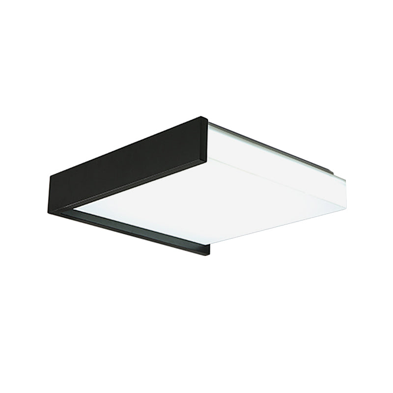 Black Square Flush Light with Acrylic Shade Contemporary Simple Metal LED Bedroom Ceiling Light Fixture in Warm/White, 16"/19.5" Wide Clearhalo 'Ceiling Lights' 'Close To Ceiling Lights' 'Close to ceiling' 'Flush mount' Lighting' 158319