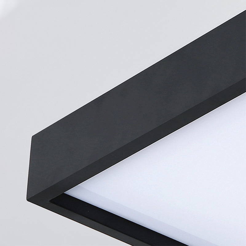 Black Square Flush Light with Acrylic Shade Contemporary Simple Metal LED Bedroom Ceiling Light Fixture in Warm/White, 16"/19.5" Wide Clearhalo 'Ceiling Lights' 'Close To Ceiling Lights' 'Close to ceiling' 'Flush mount' Lighting' 158322