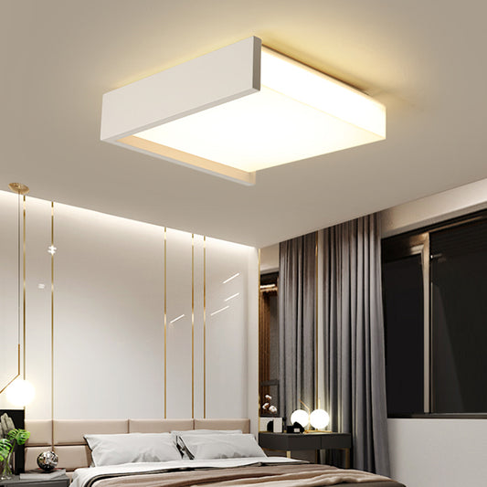 Square Acrylic Shade Ceiling Flush Mount Light Modern Simple Metal Integrated LED 16"/19.5" Wide White Bedroom Flush Mount Fixture in Warm/White White Warm Clearhalo 'Ceiling Lights' 'Close To Ceiling Lights' 'Close to ceiling' 'Flush mount' Lighting' 158335