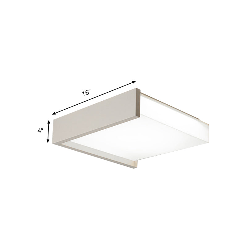 Square Acrylic Shade Ceiling Flush Mount Light Modern Simple Metal Integrated LED 16"/19.5" Wide White Bedroom Flush Mount Fixture in Warm/White Clearhalo 'Ceiling Lights' 'Close To Ceiling Lights' 'Close to ceiling' 'Flush mount' Lighting' 158338