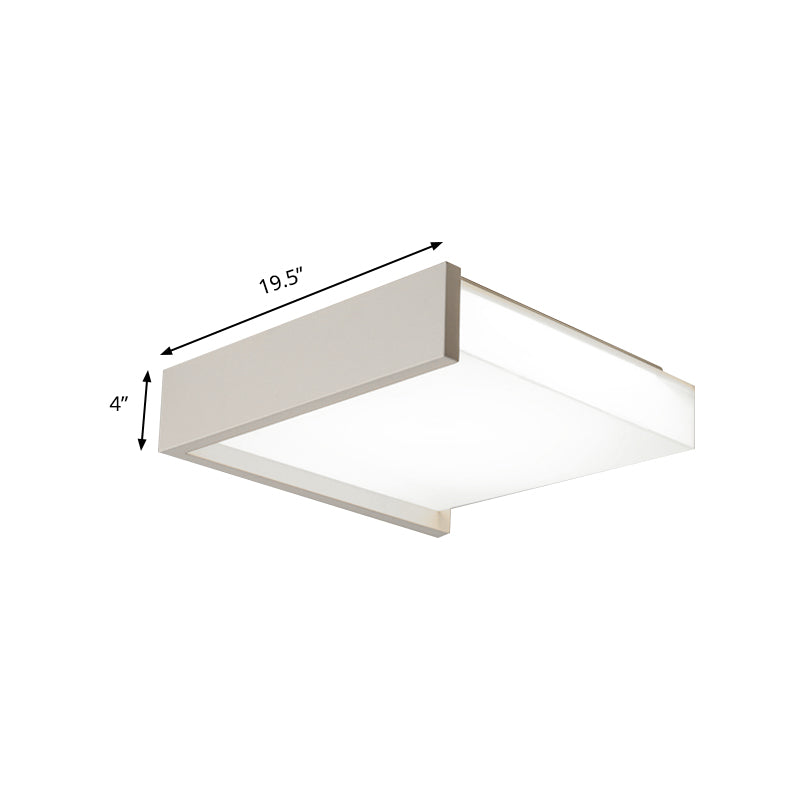 Square Acrylic Shade Ceiling Flush Mount Light Modern Simple Metal Integrated LED 16"/19.5" Wide White Bedroom Flush Mount Fixture in Warm/White Clearhalo 'Ceiling Lights' 'Close To Ceiling Lights' 'Close to ceiling' 'Flush mount' Lighting' 158339