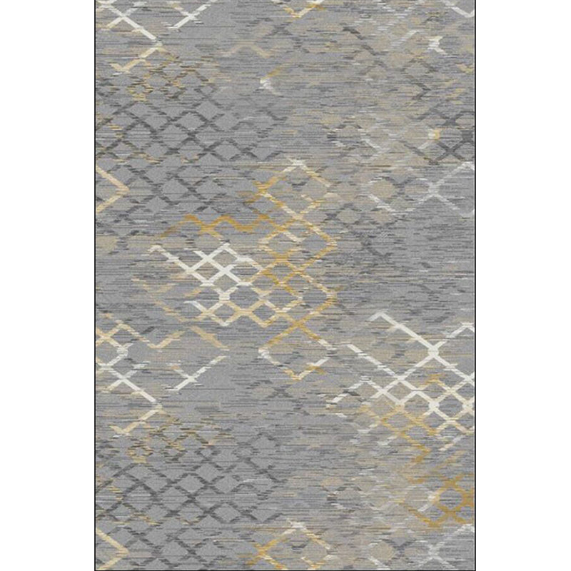 Grey Bedroom Rug Modern Abstract Grid Pattern Area Rug Polyester Stain-Resistant Machine Washable Carpet Clearhalo 'Area Rug' 'Modern' 'Rugs' Rug' 1583684