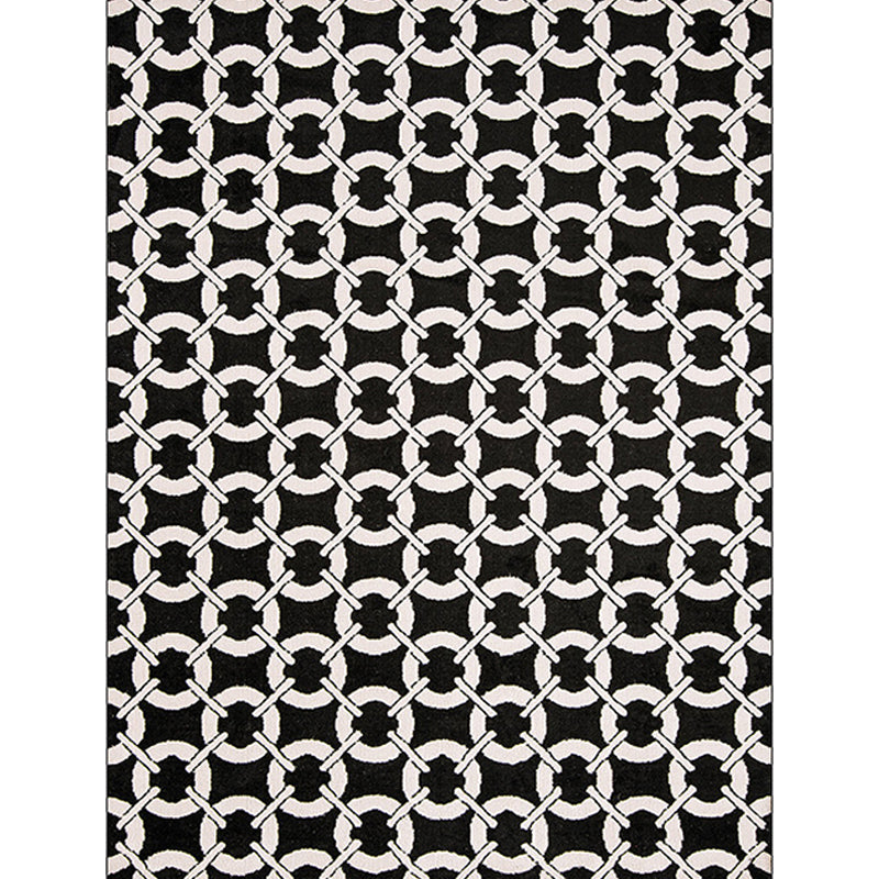 Modern Living Room Rug in Black Mesh Circle Stripe Print Rug Polyester Washable Pet Friendly Area Rug Clearhalo 'Area Rug' 'Modern' 'Rugs' Rug' 1583714