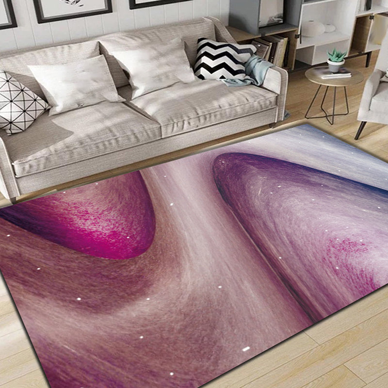 Simple Modern Rug in Purple Abstract Galaxy Pattern Rug Polyester Machine Washable Non-Slip Carpet for Home Decoration Purple-Red Clearhalo 'Area Rug' 'Modern' 'Rugs' Rug' 1583735