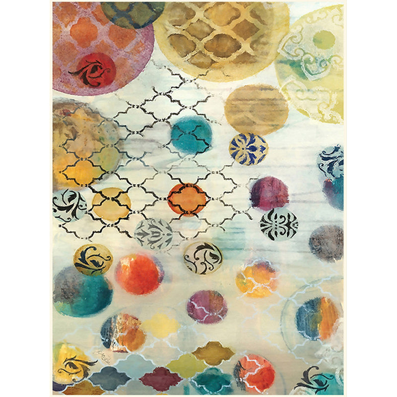 Simple Modern Rug in White Abstract Colored Circles Pattern Rug Polyester Washable Anti-Slip Carpet for Home Decoration Clearhalo 'Area Rug' 'Modern' 'Rugs' Rug' 1583751
