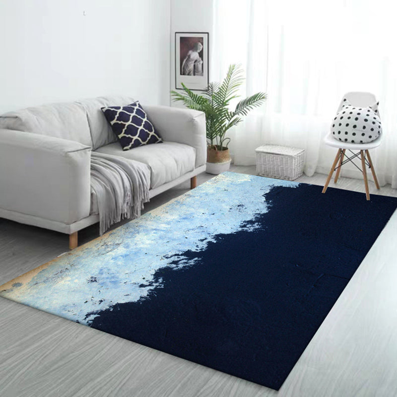 Modern Living Room Rug in Blue Abstract Painting Color Block Print Rug Polyester Washable Non-Slip Backing Area Rug Blue Clearhalo 'Area Rug' 'Modern' 'Rugs' Rug' 1583830