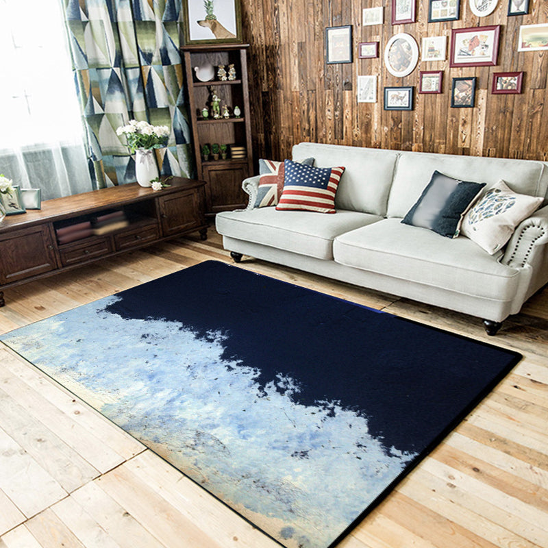 Modern Living Room Rug in Blue Abstract Painting Color Block Print Rug Polyester Washable Non-Slip Backing Area Rug Clearhalo 'Area Rug' 'Modern' 'Rugs' Rug' 1583831