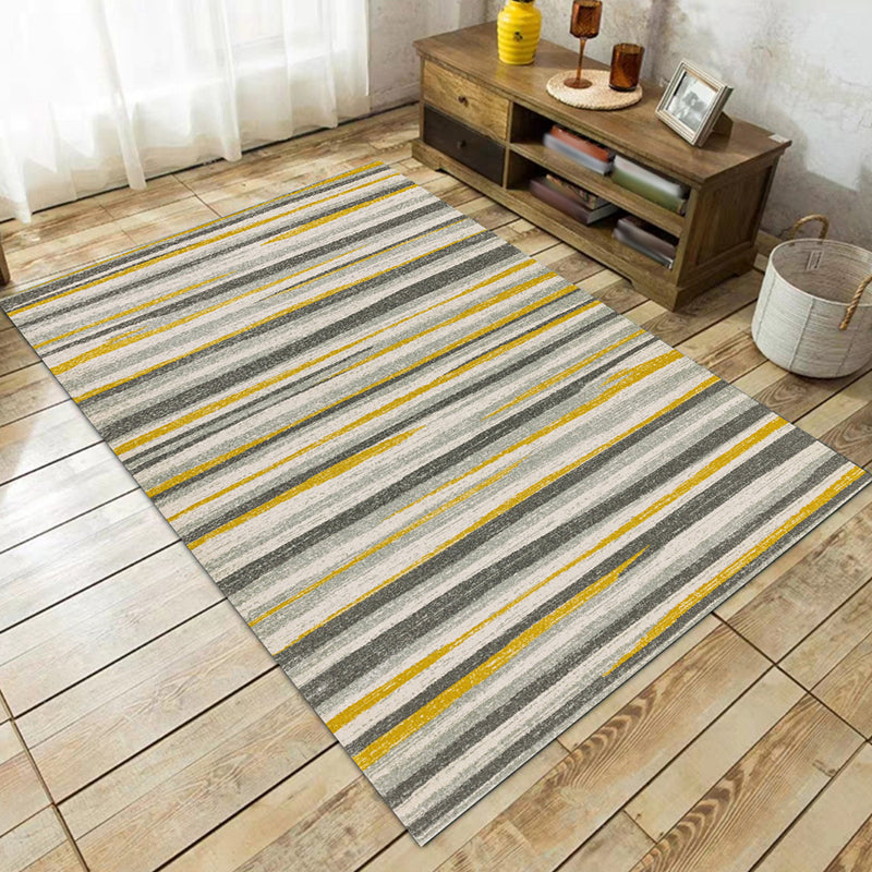 Modern Living Room Rug in Grey Abstract Stripe Print Rug Polyester Washable Non-Slip Backing Area Rug Yellow Clearhalo 'Area Rug' 'Modern' 'Rugs' Rug' 1583844