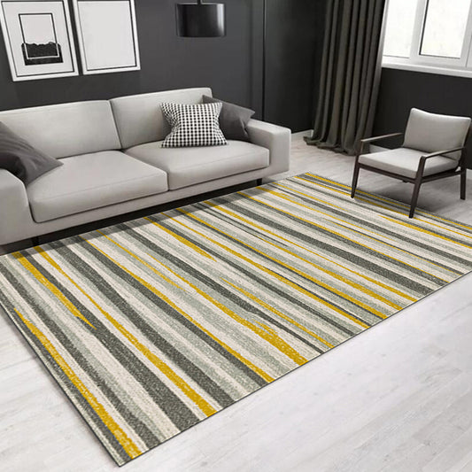 Modern Living Room Rug in Grey Abstract Stripe Print Rug Polyester Washable Non-Slip Backing Area Rug Clearhalo 'Area Rug' 'Modern' 'Rugs' Rug' 1583845