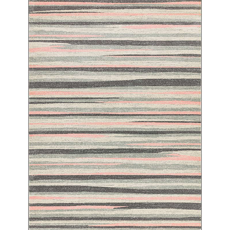 Modern Living Room Rug in Grey Abstract Stripe Print Rug Polyester Washable Non-Slip Backing Area Rug Clearhalo 'Area Rug' 'Modern' 'Rugs' Rug' 1583853