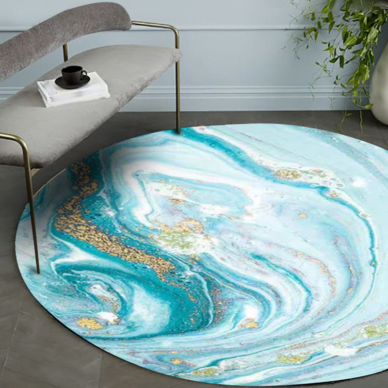 Blue Bedroom Rug Modern Abstract Seawater Pattern Area Rug Polyester Washable Pet Friendly Carpet Blue Clearhalo 'Area Rug' 'Modern' 'Rugs' Rug' 1583866