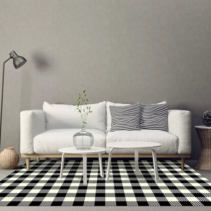 Modern Living Room Rug in Black and White Small Check Print Rug Polyester Machine Washable Area Rug Clearhalo 'Area Rug' 'Modern' 'Rugs' Rug' 1583898