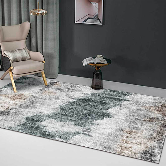 Grey Contemporary Rug Polyester Abstract Rug Washable Non-Slip Backing Carpet for Living Room Clearhalo 'Area Rug' 'Rug' 1583930