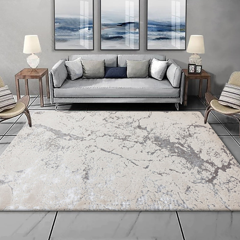 Nordic Modern Rug in Ivory Abstract Marble Pattern Rug Polyester Machine Washable Non-Slip Carpet for Home Decoration Clearhalo 'Area Rug' 'Modern' 'Rugs' Rug' 1583959