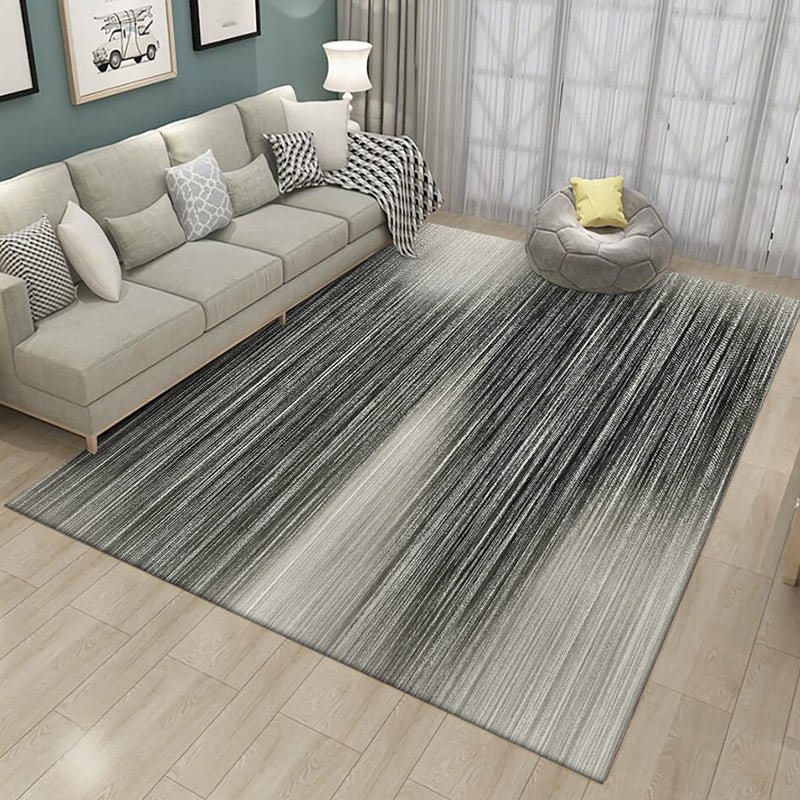 Black and White Bedroom Rug Modern Abstract Pinstripe Pattern Area Rug Polyester Anti-Slip Backing Washable Carpet Black Clearhalo 'Area Rug' 'Modern' 'Rugs' Rug' 1583965